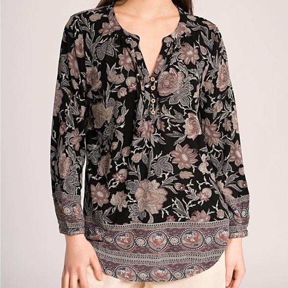 Lucky Brand tunic 3/4 sleeve top. Boho Plus Size Women’s 2X - Picture 1 of 8